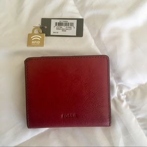 Fossil RFID red mini snap wallet